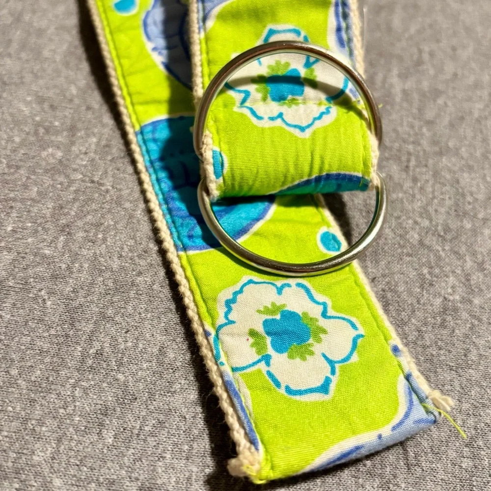 Lilly Pulitzer Blue and Green Canvas Belt 100%Cotton